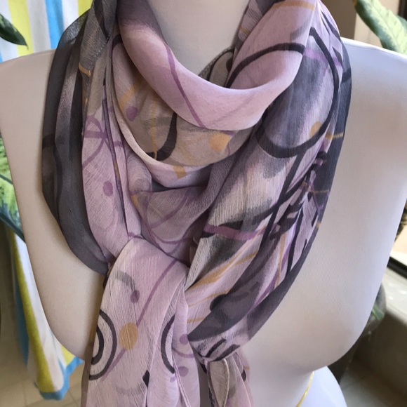 Lilac, purple, gold graphic design square scarf